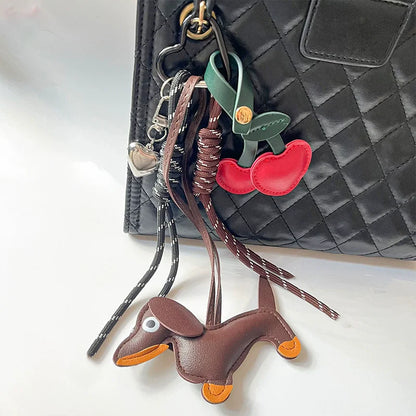 Dachshund Bag Charm – Faux Leather Sausage Dog Lanyard Pendant