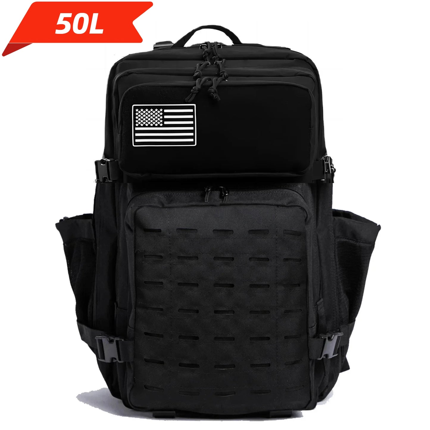 Tactical Backpack 25L/50L MOLLE Hiking Rucksack with Bottle Holders