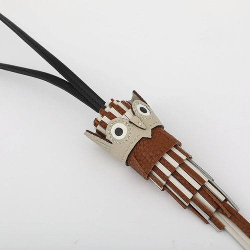 Handmade Leather Owl Bag Charm & Car Hanging Ornament