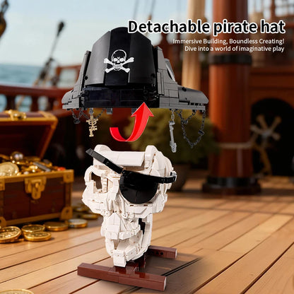 Pirate Skull MOC Building Block Set 1,100 Pcs Skeleton Display Model