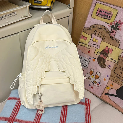 Angel Wing Nylon Backpack – Large Capacity Lightweight School Bag