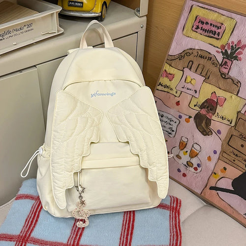 Angel Wing Nylon Backpack – Large Capacity Lightweight School Bag