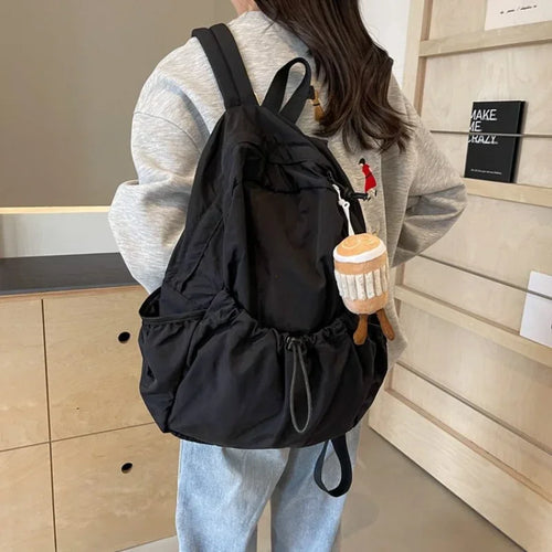 Korean Casual Backpack for Women – Large Capacity Pleated School Bag