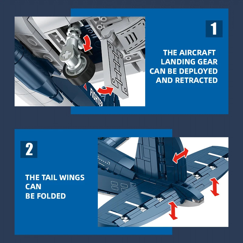 F4U Corsair Fighter Building Blocks – WWII Navy Airplane Model