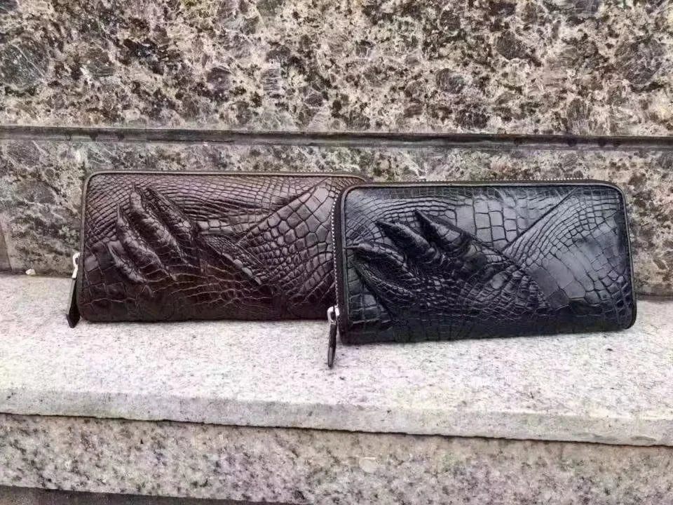Crocodile Leather Long Wallet for Men – Luxury Organizer