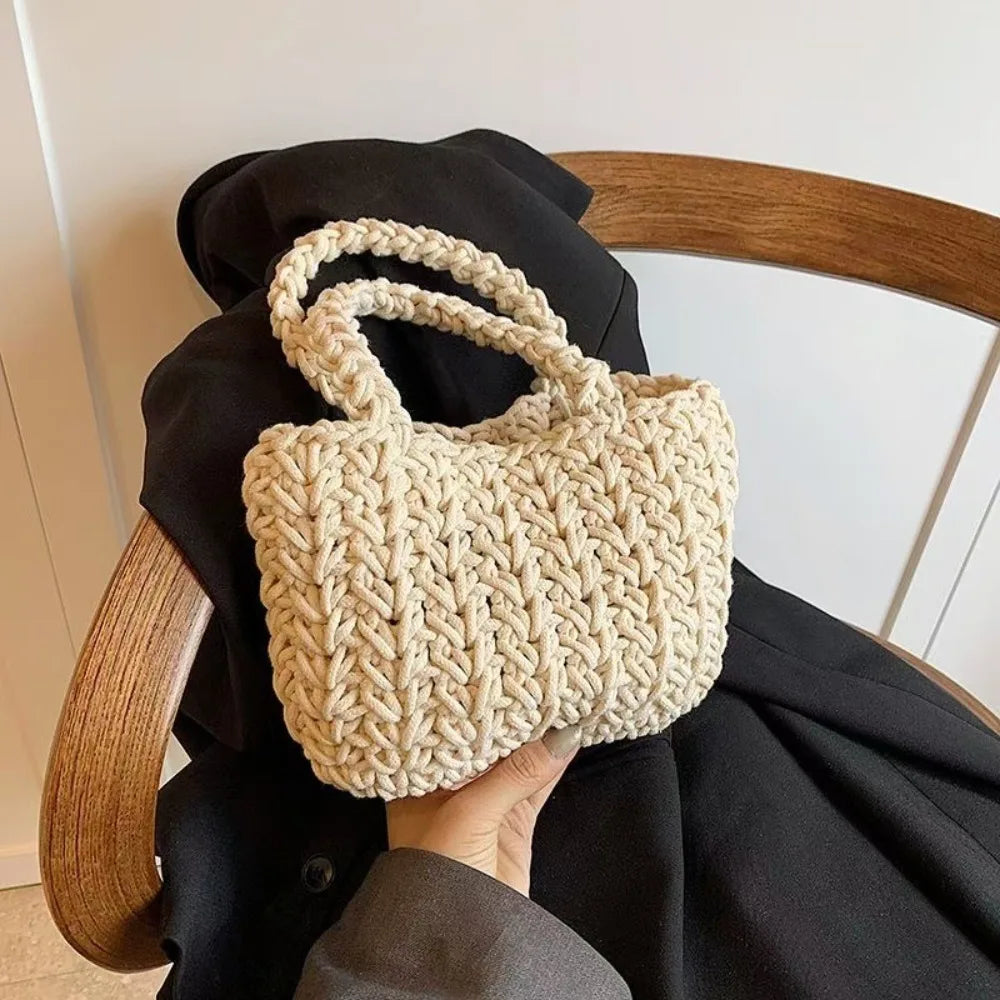 Hand-Woven Cotton Rope Bag – Women's Crochet Handbag