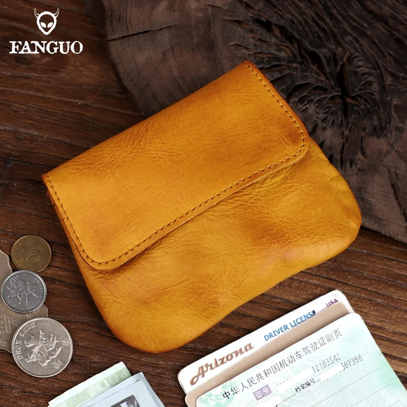 Genuine Leather Card Wallet for Men – Vintage Coin Purse Pouch