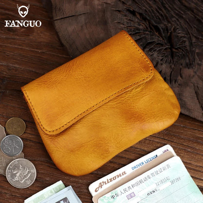 Genuine Leather Card Wallet for Men – Vintage Coin Purse Pouch