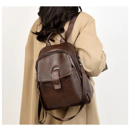 Women's 3-in-1 Soft Leather Backpack – Large Capacity Shoulder & School Bag