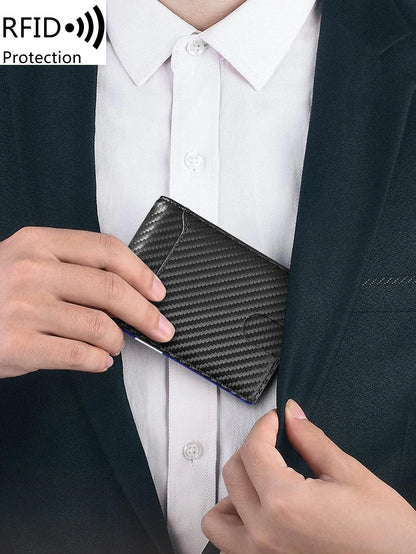 RFID Blocking Carbon Fiber Wallet – Ultra-Slim Bi-Fold Credit Card Holder with ID Window