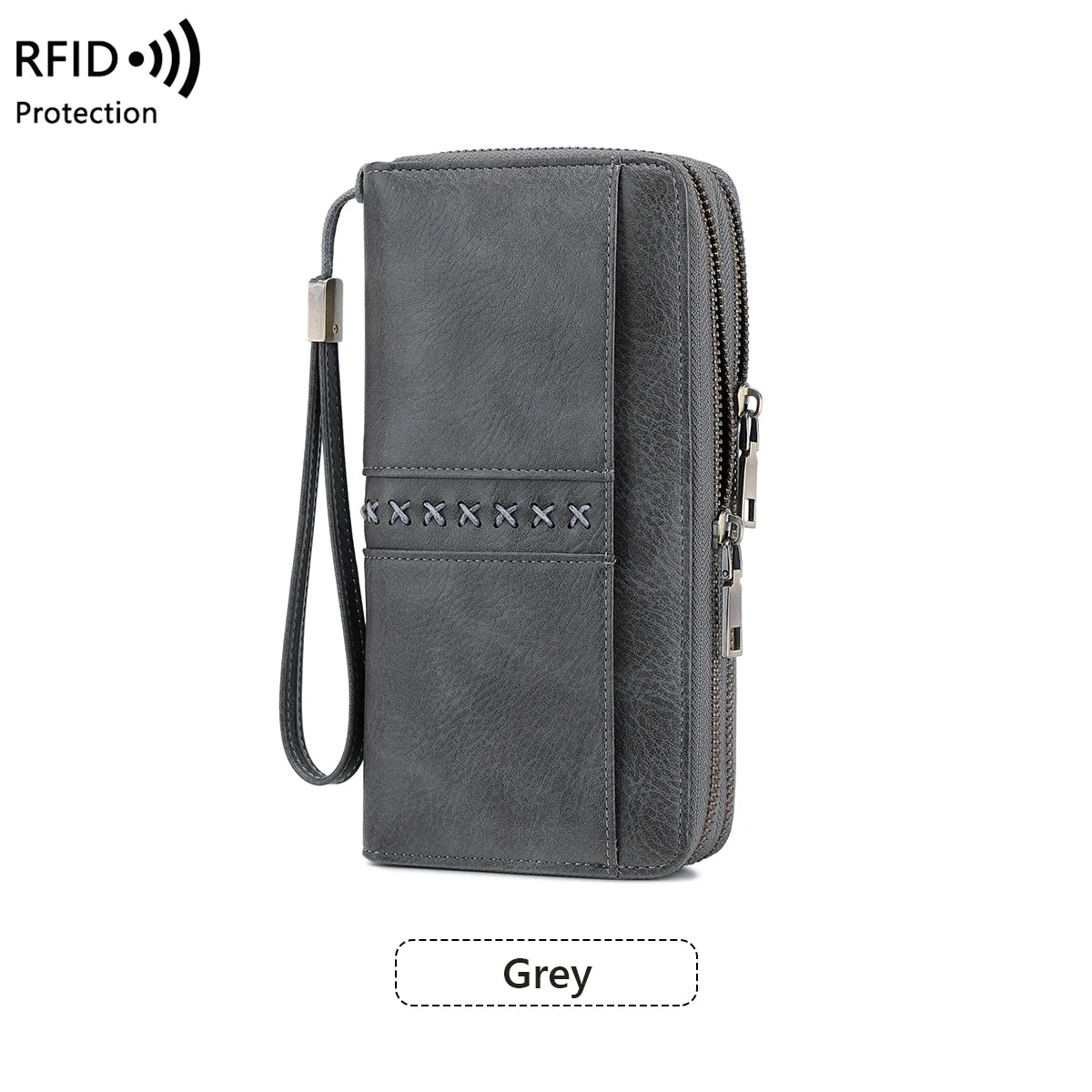 RFID Women's Long Wallet – Double Zipper Large Capacity Wristlet