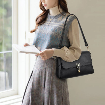 Floral Embossed Leather Crossbody Bag for Women – Shoulder Handbag