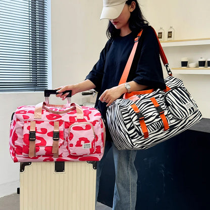 Zebra Print Sports Gym Bag with Shoe Compartment