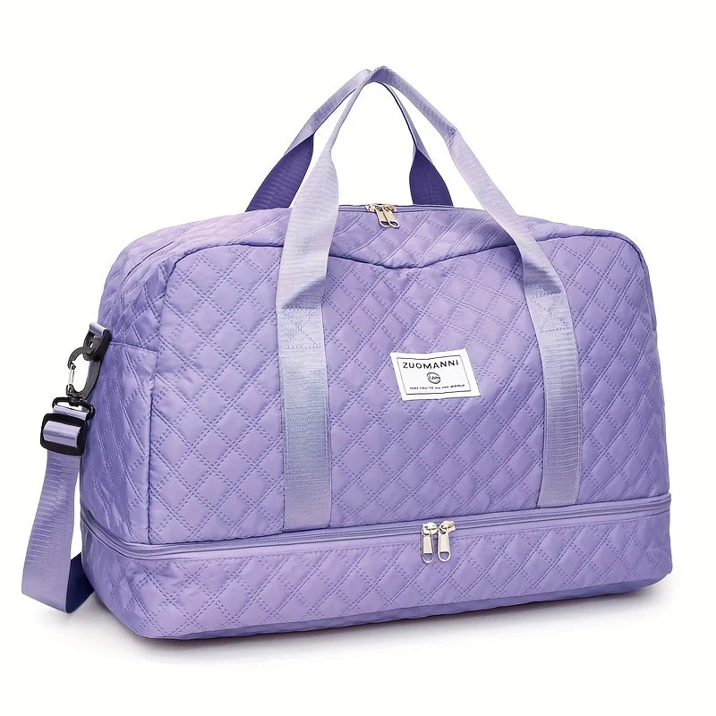 Diamond Quilted Duffle Bag – Large Capacity Travel & Gym Bag for Women