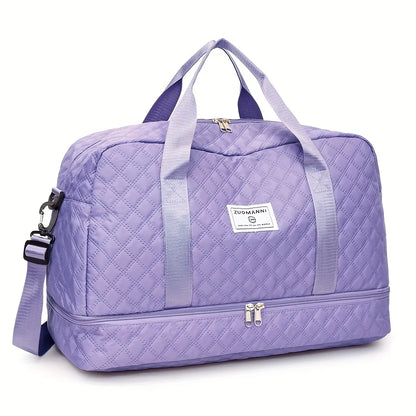 Diamond Quilted Duffle Bag – Large Capacity Travel & Gym Bag for Women