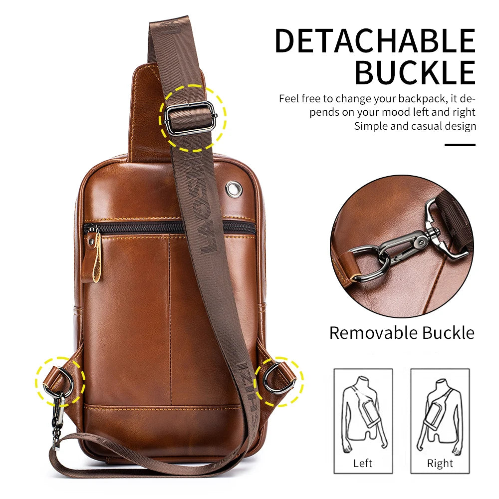 Steel Lion Men's Genuine Leather Chest Bag Sling Bag