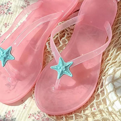 Transparent Crystal Women's Sandals – Korean Sweet Style Beach Flip-Flops