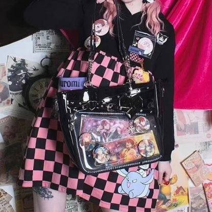 Ita Bag Large Capacity Transparent Crossbody with Love Chain