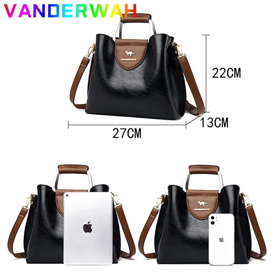 Women's Oil Skin Leather Tote Handbag – Luxury Designer Shoulder Bag