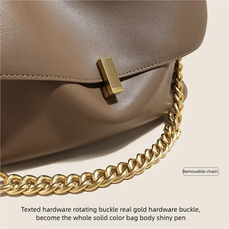 Genuine Leather Chain Shoulder Bag for Women – Luxury Crossbody Tote