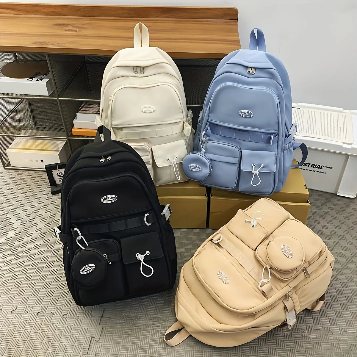 Large Capacity School Backpack with Mini Coin Pouch