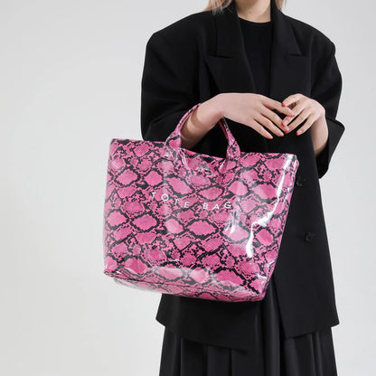 Snakeskin Pattern Tote Bag – Large Capacity Women's Shoulder Bag