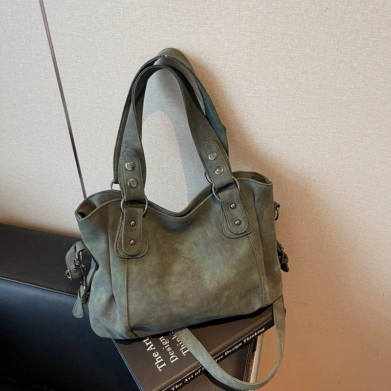 Large Faux Suede Shoulder Bag for Women – Vintage Hobo Handbag