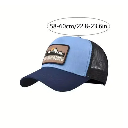 Mesh Trucker Hat with Mountain Patch – Unisex Outdoor Sports Cap