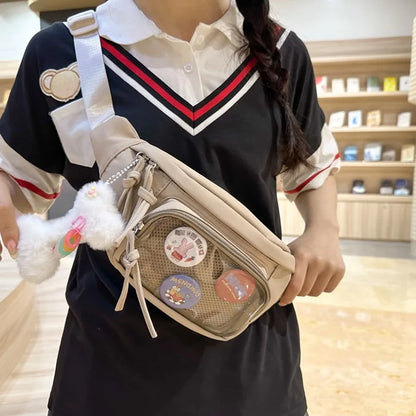 Kawaii Itabag Transparent PVC Chest Bag with Badge Display