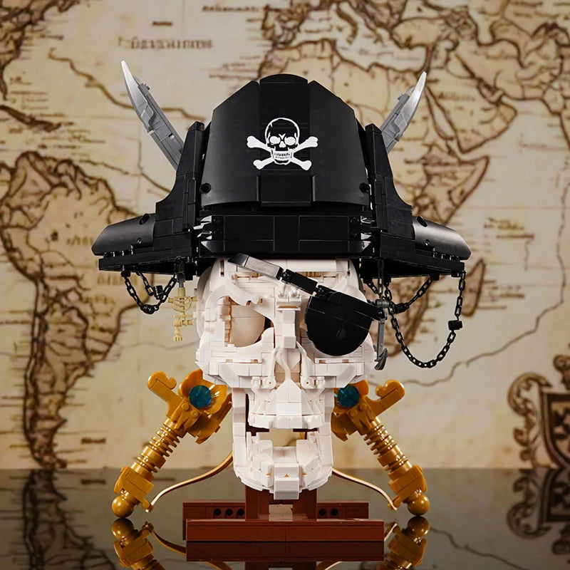 Pirate Skull MOC Building Block Set 1,100 Pcs Skeleton Display Model