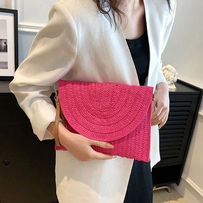 Straw Crossbody Bag for Women – Handwoven Envelope Purse