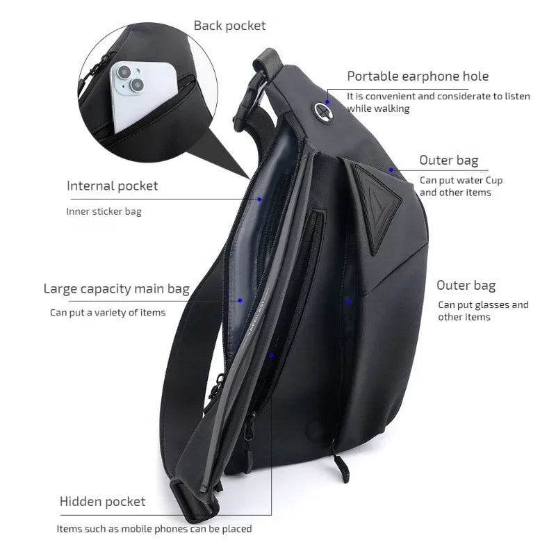 Anti-Theft Sling Bag for Men – Waterproof Crossbody Chest Pack