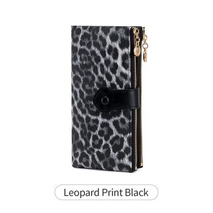 Women's Vintage Double Zip Long Wallet PU Leather Large Capacity