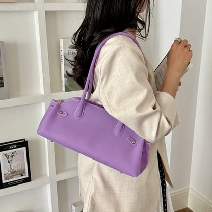 Women's PVC Shoulder Bag Solid Color Casual Tote Handbag