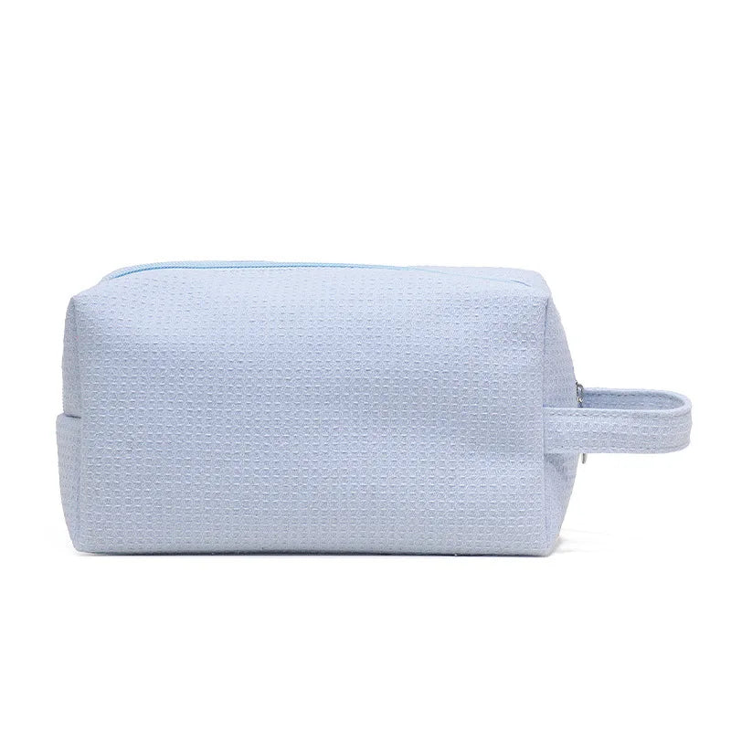 Makeup Travel Bag for Women – Soft Cotton Cosmetic Pouch with Wrist Handle
