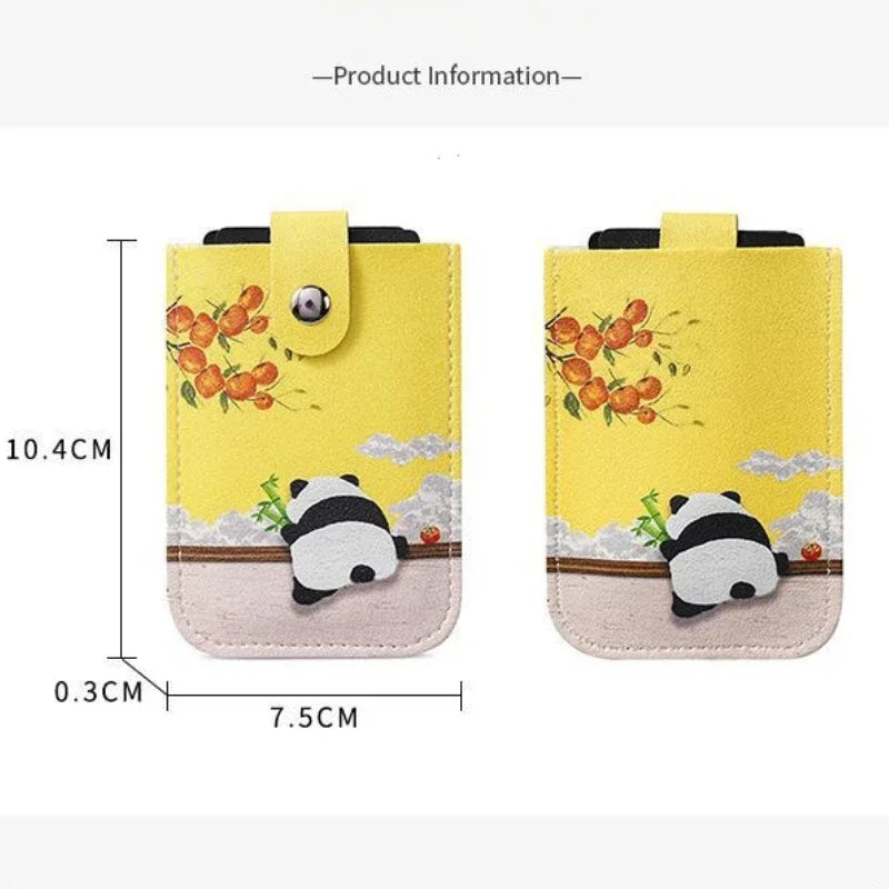 RFID Blocking Mini Card Wallet with Pull-Out Slot & Chinese Art Print