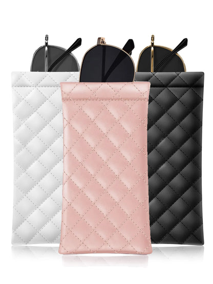 Soft PU Leather Glasses Case – Quilted Sunglasses Pouch