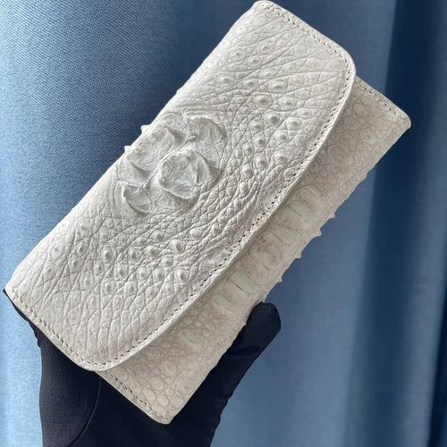 Crocodile Leather Women's Long Wallet with Card Slots & Coin Purse