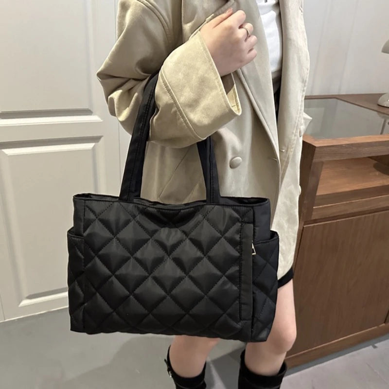 Autumn Winter Top Handle Bag Women Simple Large Capacity Tote Crossbody Shoulder Lightweight Bags