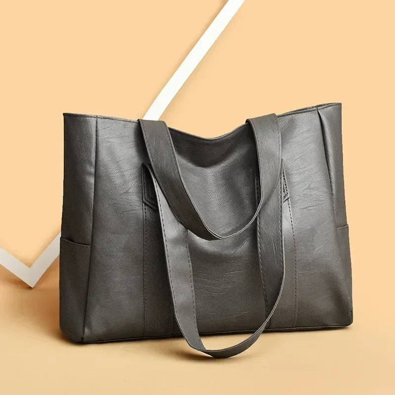 Large Capacity Soft Leather Tote Bag – Women's Satchel