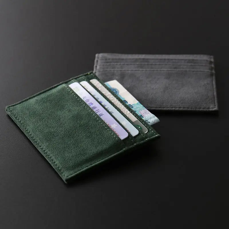 Slim Suede Leather Card Holder Wallet for Men