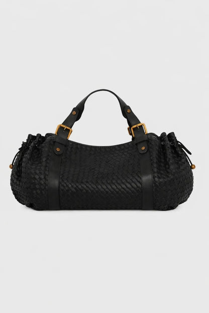 Vintage Large Ruched Drawstring Soft Leather Tote Bag Women S Crossbody Simple Handbag Commuter