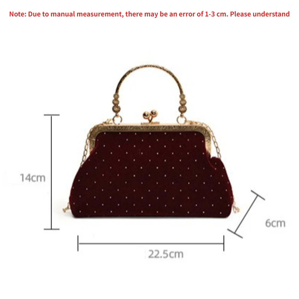 Evening Clutch Purse – Vintage Kiss-Lock Chain Bag for Women