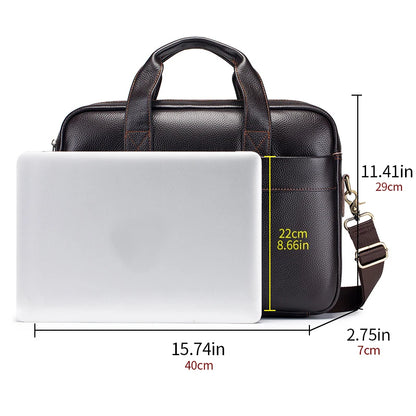 14-Inch Genuine Leather Men's Laptop Briefcase Bag