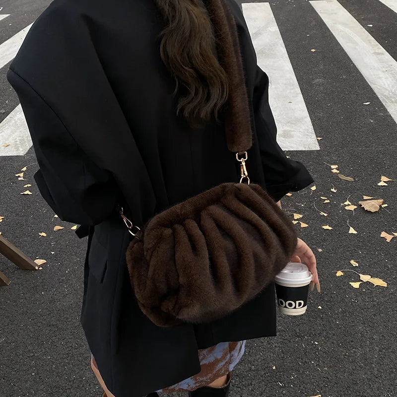 Fluffy Faux Fur Cloud Crossbody Bag for Women