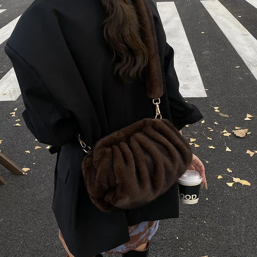 Fluffy Faux Fur Cloud Crossbody Bag for Women