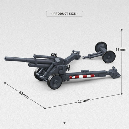 WWII Howitzer Cannon Building Blocks Military Artillery Set