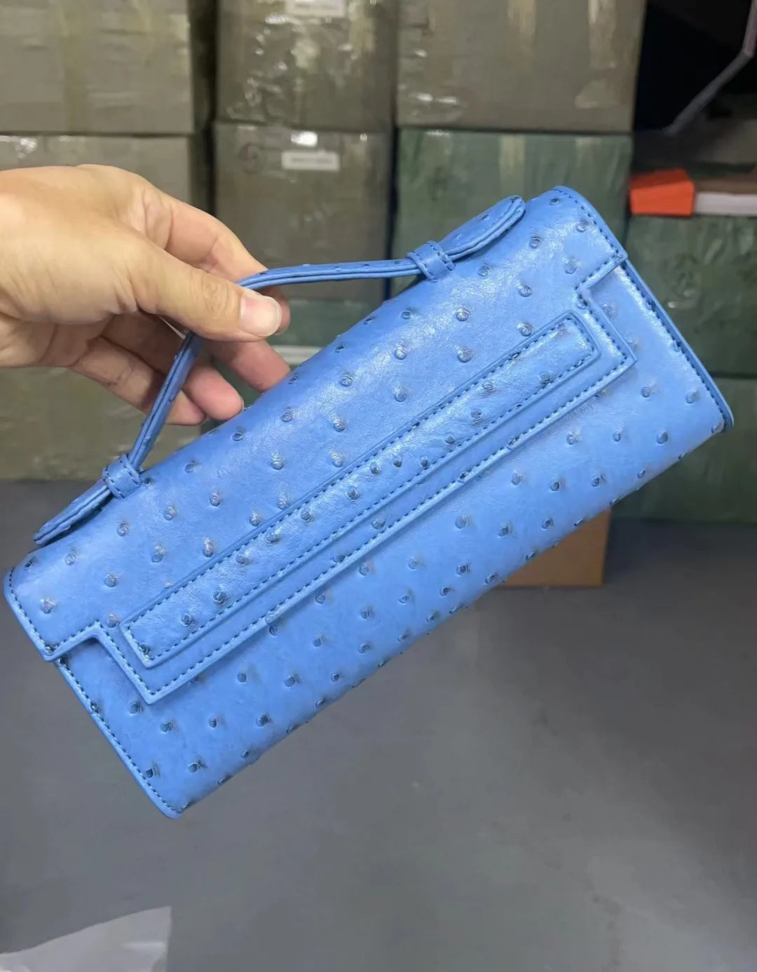 Ostrich Pattern Clutch Bag – Women's PU Leather Party Purse