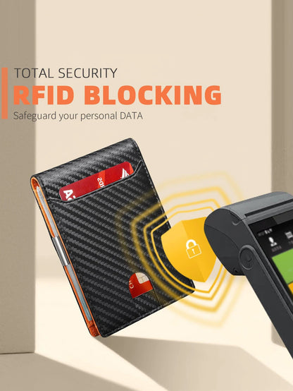 RFID Blocking Carbon Fiber Wallet – Ultra-Slim Bi-Fold Credit Card Holder with ID Window