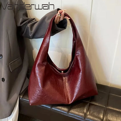 Large PU Leather Hobo Shoulder Bag – Y2K Women's Handbag